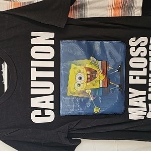 Nickelodeon SpongeBob black tee size sm(6/7) cotton/poly (picture moves)